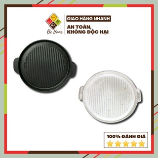 Chảo gang đen trắng BEHOME Chảo gang chống dính chuyên dụng cho đồ nướng