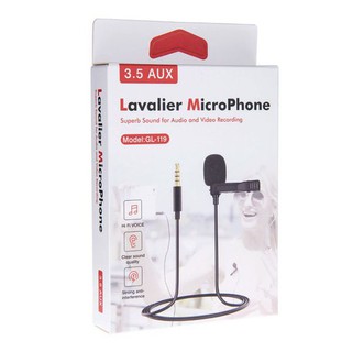 [Mã ELHACE giảm 4% đơn 300K] Micro cài áo Lavalier Microphone GL119 hàng chuẩn 3 Ring - Jack 3.5mm cho điện thoại
