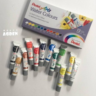 [DA ĐEN] Màu Nước PENTEL Tuýp 12 Màu Cao Cấp