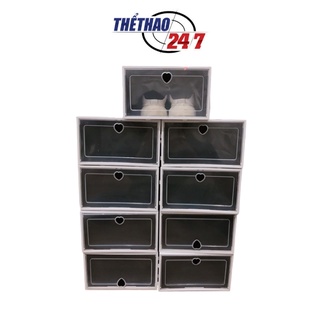 Combo 8 Hộp Đựng Giày Dép Màu Đen, Hộp Đựng Giày Nắp Nhựa Cứng Lắp Ráp Thông Minh