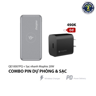 Combo Pin sạc dự phòng Energizer QE10007PQ + Củ Sạc Nhanh Mophie 20W