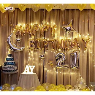 (kèm đèn led+ số tuổi tùy chọn) set bóng trang trí sinh nhật mã MI007, trang trí sinh nhật