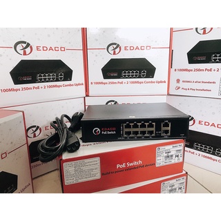 Bộ Chia Mạng PoE Switch EDACO (8 &amp; 4 Port PoE ) + 2 Ports Uplink