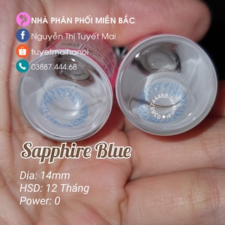 Lens Xanh Dương mắt ướt nhẹ nhàng Sapphire Blue 14mm 0 Độ - Kính Áp Tròng Hàn Quốc Vassen Sexy Me