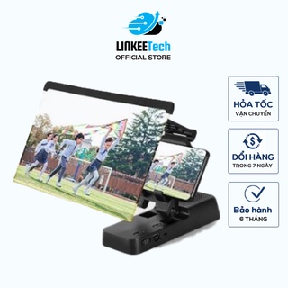 Kính phóng đại màn hình điện thoại kiêm loa bluetooth, kính lúp khếch đại video giá đỡ điện thoại để bàn gấp gọn