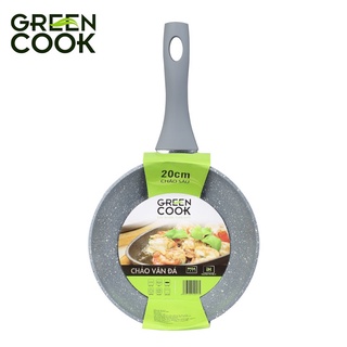 Chảo chống dính đáy từ Green Cook 20cm vân đá sâu lòng