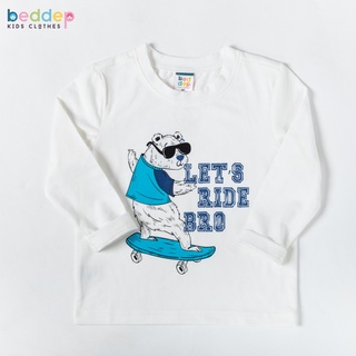 Áo thun cotton dài tay in hình gấu dành cho bé trai từ 1 đến 8 tuổi thời trang cao cấp Beddep Kid Clothers BA15