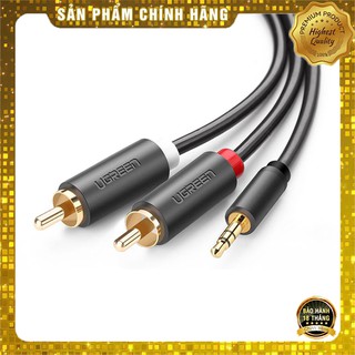 Dây loa 3,5mm sang 2 hoa sen RCA Ugreen 10512 dài 3m cao cấp - HapuStore