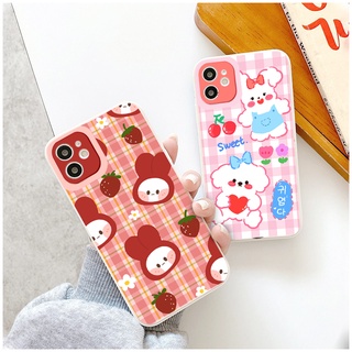 Ốp lưng iphone thỏ cherry strawberry cạnh vuông ốp iphone 6/6plus/6s/6splus/7plus/8plus/x/xr/xs/12/13/pro/plus/promax