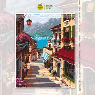 Tranh sơn dầu số hóa Phố Biển 121 Có Khung