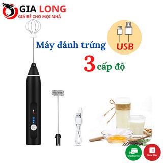 [XẢ KHO] Máy Đánh Trứng 3 Tốc Độ, Đánh Sữa Và Tạo Bọt Cafe Sử Dụng Pin Sạc Cổng USB Thông Minh