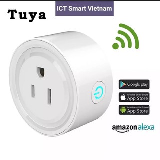 (Model 2022,đủ chức năng) Ổ cắm Wifi 10A 3 chân Tuya, work with Google &amp; Alexa