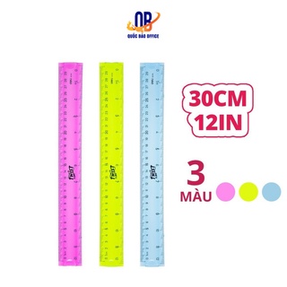 Thước kẻ nhựa dẻo EcoPVC 30cm Deli - Màu xanh biển/Hồng/Xanh lá - 1 cây - E6209