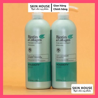 Cặp Dầu Gội Xả Biotin &amp; Collagen Xanh Dương Siêu Mềm Mượt Cho Tóc Khô