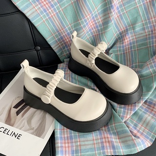 (SẴN ĐEN 36-FORM TO) Giày búp bê Nhật Bản ulzzang JK Mary Jane Lolita đế bánh mì quai xun nữ học sinh