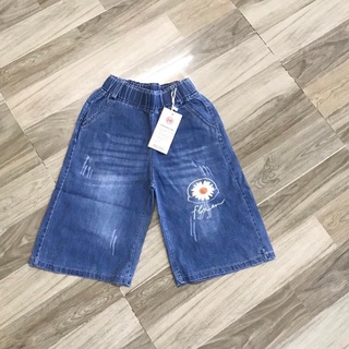 Quần jeans ngố lửng ống rộng dễ thương cho bé gái 8-40kg
