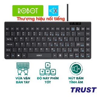 Bàn Phím Có Dây Mini ROBOT RK10 Nút Ấn Tĩnh Âm Không Gây Ồn - Nhỏ Gọn Thuận Tiện Mang Theo,  Kích Thước 31x13.7x2.5cm