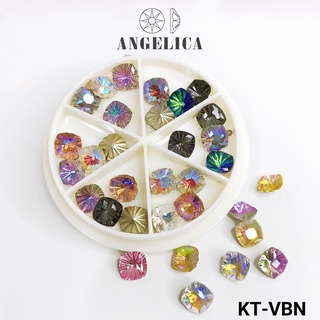 Đá Khối Khay Tròn Mix 7 Màu Trang Trí Móng ANGELICA KTK 24 Viên