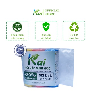 Lô 3 CUỘN TÚI RÁC TỰ HUỶ SINH HỌC KAI 3 MÀU, đủ 3 SIZE, thân thiện môi trường, an toàn sức khoẻ, tiết kiệm đến 30%