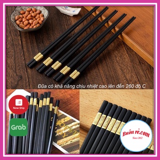 Bộ đũa ăn chống trơn trượt bọc hợp kim tinh tế sang trọng - br00333