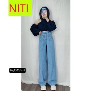 [ VĂN VẺ ] QUẦN JEAN ỐNG RỘNG NỮ 2 TÚI CHÉO TRƯỚC FORM DÀI RỘNG LAI CUỐN MÀU XANH NHẠT CAO CẤP NITI ĐỦ SIZE S, M, L HOT