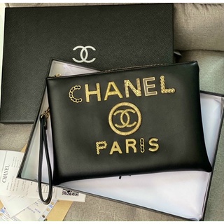Clutch cầm tay nam nữ da mềm logo đồng nổi fullbox