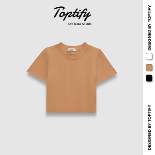 Áo croptop nữ body trơn ngắn tay TOPTIFY chất thun gân form basic AC04