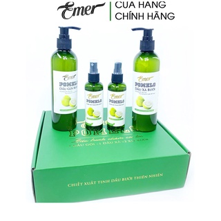 Liệu trình 1 dầu gội 1 dầu xả 2 xịt tinh dầu bưởi kích mọc tóc pomelo Emer Garin