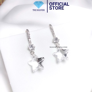 Bông tai bạc ta treo ngôi sao đá pha lê nhân tạo sáng đẹp - Bông tai nữ THJ