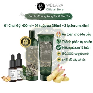 [Combo] Bộ Dầu Gội Weilaiya Chính Hãng Ngăn Rụng Tóc &amp; Serum Mọc Tóc (Chai Gội 400ml - Tuýp Xả 250ml và 2 Lọ Serum x5ml)