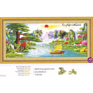 Tranh đính đá Tùng Nghênh Khách  Df028 ( 180×81cm )
