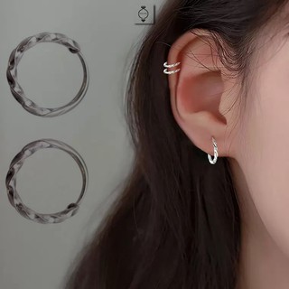 Bông tai tròn Bạc ý 925 xoắn tròn bông tai nam nữ