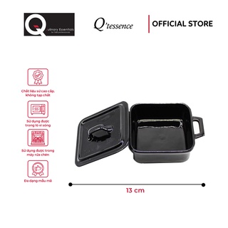 Tô Soup Q'tessence Có Hai Tay Cầm Kèm Nắp Màu Đen 13Cm