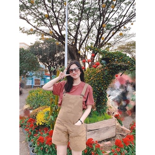 SET YẾM SHORT NÂU KAKI KÈM ÁO THUN CÁ TÍNH TRẺ TRUNG