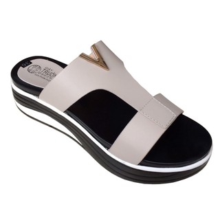dép quai ngang nữ đế xuồng  xám 5cm TH 20