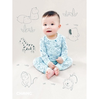 Bộ  quần áo dài tay bé trai, bé gái cúc vai Chaang vải cotton mềm mịn ấm áp - BST Chaang Jungle