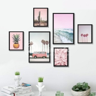 A36 Bộ 6 Tranh Treo Tường Tropical kèm Khung Phòng Làm Việc/ Quán Trà Chanh