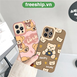 Ốp lưng iphone vuông cạnh gấu bear luck happy ốp iphone 7plus/8/8plus/x/xr/xs/11/12/13/pro/max/plus/promax/6/6splus/7