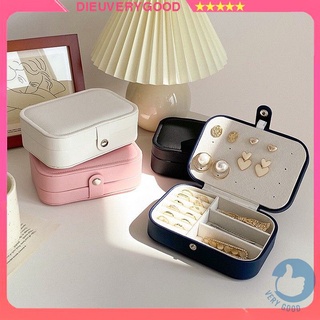 Hộp đựng trang sức mini nhiều ngăn kệ để đồ phụ kiện nữ trang treo bông tai vòng tay nhẫn 3 tầng da PU cao cấp để bàn DV