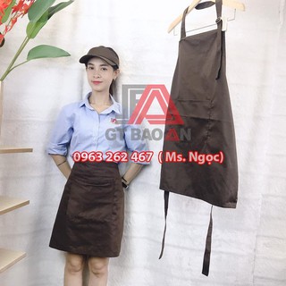 Combo Tạp Dề Ngắn + Nón Nửa Đầu Màu Nâu Phục Vụ Đẹp Giá Tốt