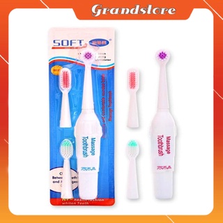 BÀN CHẢI ĐÁNH RĂNG MASSAGE TOOTHBRUSH SIÊU MỀM DÙNG PIN CHẠY TỰ ĐỘNG GỒM 3 ĐẦU THAY THẾ TIỆN LỢI
