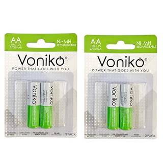 Pin sạc VONIKO USA AA HR6 1,2v 2700mAh 2 vỉ 4 viên