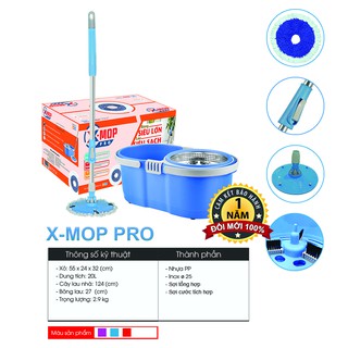 Bộ chổi lau nhà 360 độ XMOP Pro thế hệ mới siêu bền, vắt nhẹ, sạch, hàng Megahome Việt nam, bảo hành chính hãng 1 năm
