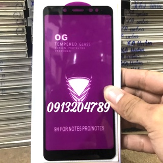 Kính Cường Lực OG xiaomi redmi note 9S / mi 8 pro / Note 5 / Note 5 pro full màn khoan không thủng