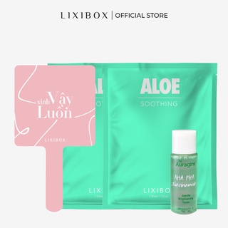 [HB GIFT] Combo Toner The Auragins 20ml, 2 Mặt nạ Lixibox Aloe, Gương Lixibox Pink Pastel
