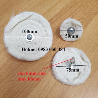 Miếng vải đánh bóng bánh xe màu trắng kích thước 50/75/100mm - Bánh Xe Đánh Bóng Bằng Vải