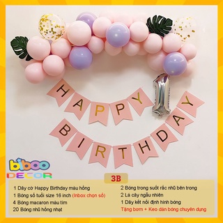 Combo set bóng bay trang trí sinh nhật, trang trí thôi nôi, trang trí đầy tháng bé trai bé gái - BiBoo Decor 3B