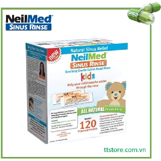 Hộp 120 gói muối rửa mũi trẻ em NeilMed Sinus Rinse Pediatric 120 sachets
