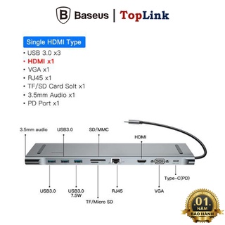 [CHÍNH HÃNG] Bộ Chia Hub Đa Năng 10 - 11 Cổng: USB 3.0 / Khe Cắm Thẻ Nhớ SD/TF / RJ45 / HDMI / VGA / Type-C / Jack 3.5mm