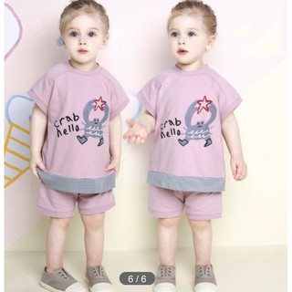 Bộ trẻ em cotton da cá hình cua Mi-lk Mi-le. HA1040 (2 màu)